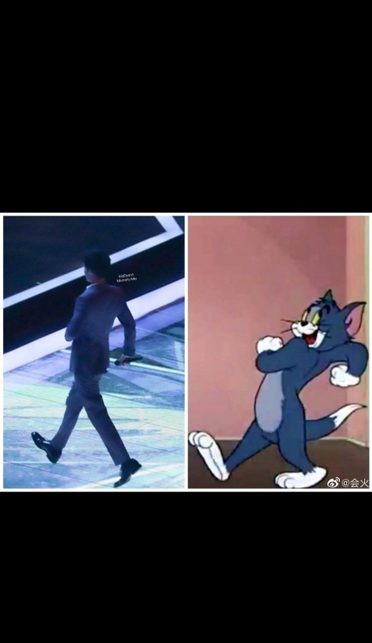 肖战走路姿势也太像汤姆猫了吧,不能说毫无关联,简直是一模一样!