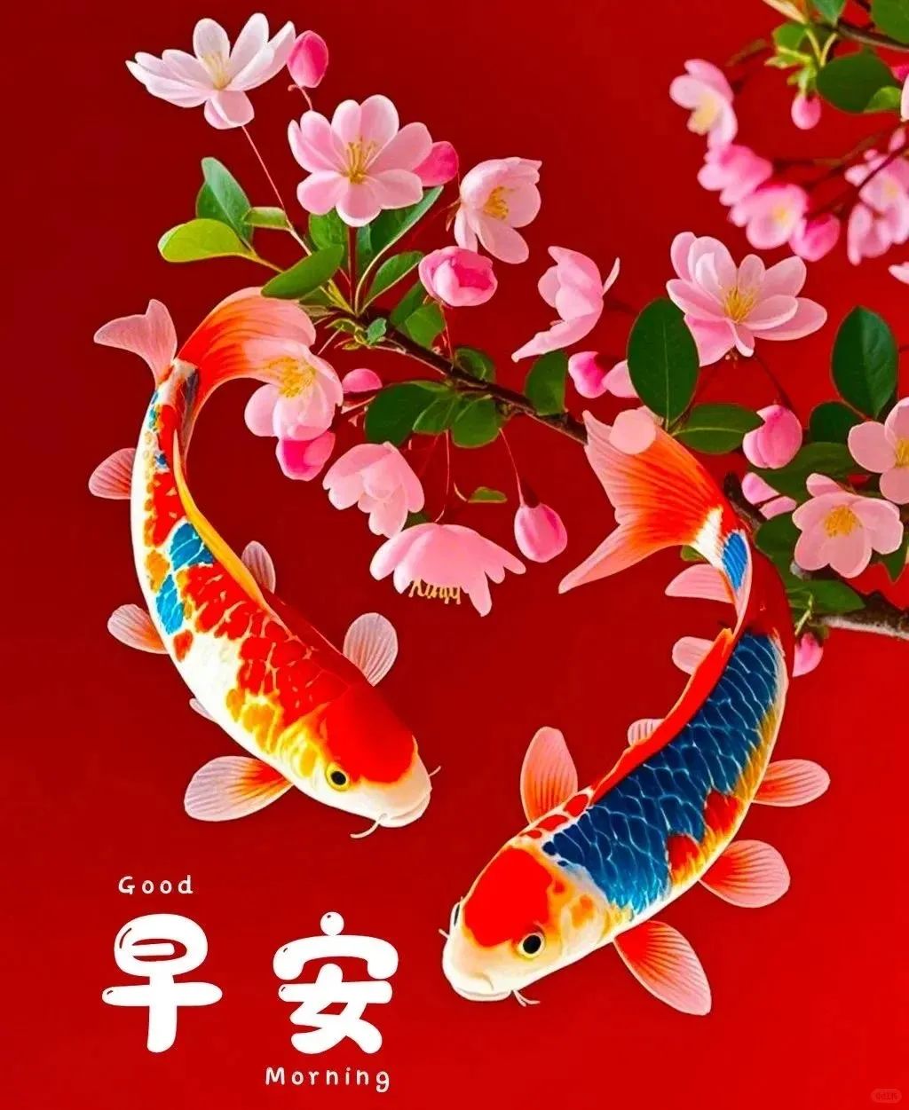 愿你像两条悠游的锦鲤,带着希望和幸福,畅游在生活的海洋中,早上好呀!