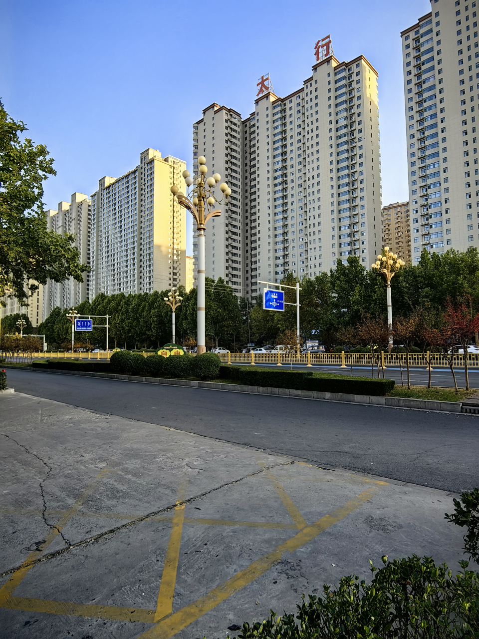 林州的街道宽阔而整洁,特别是两边的绿化带如公园一般.