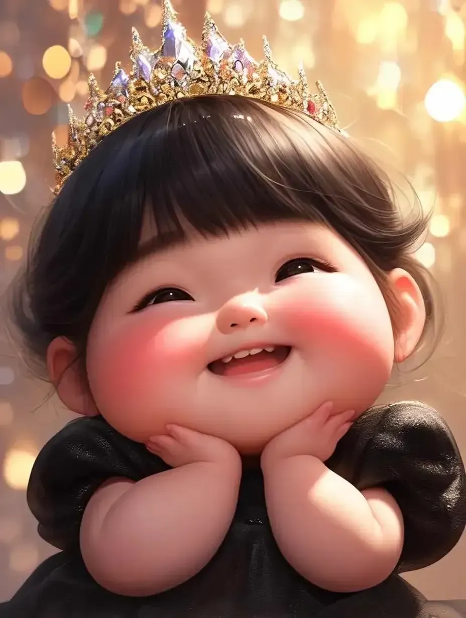 双手托腮,又萌又可爱