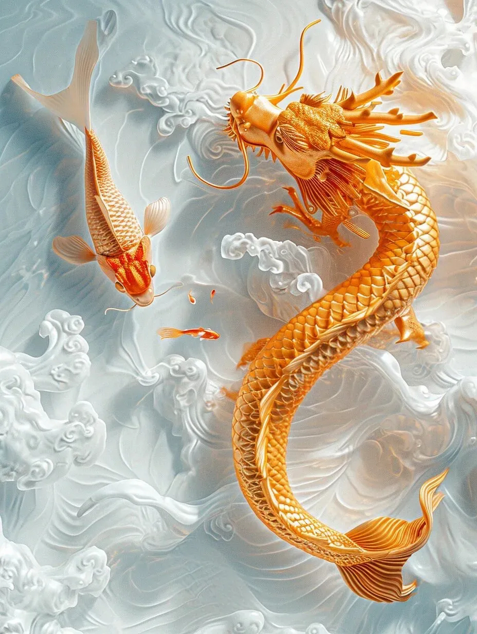 鲤鱼跳龙门,一片祥和!