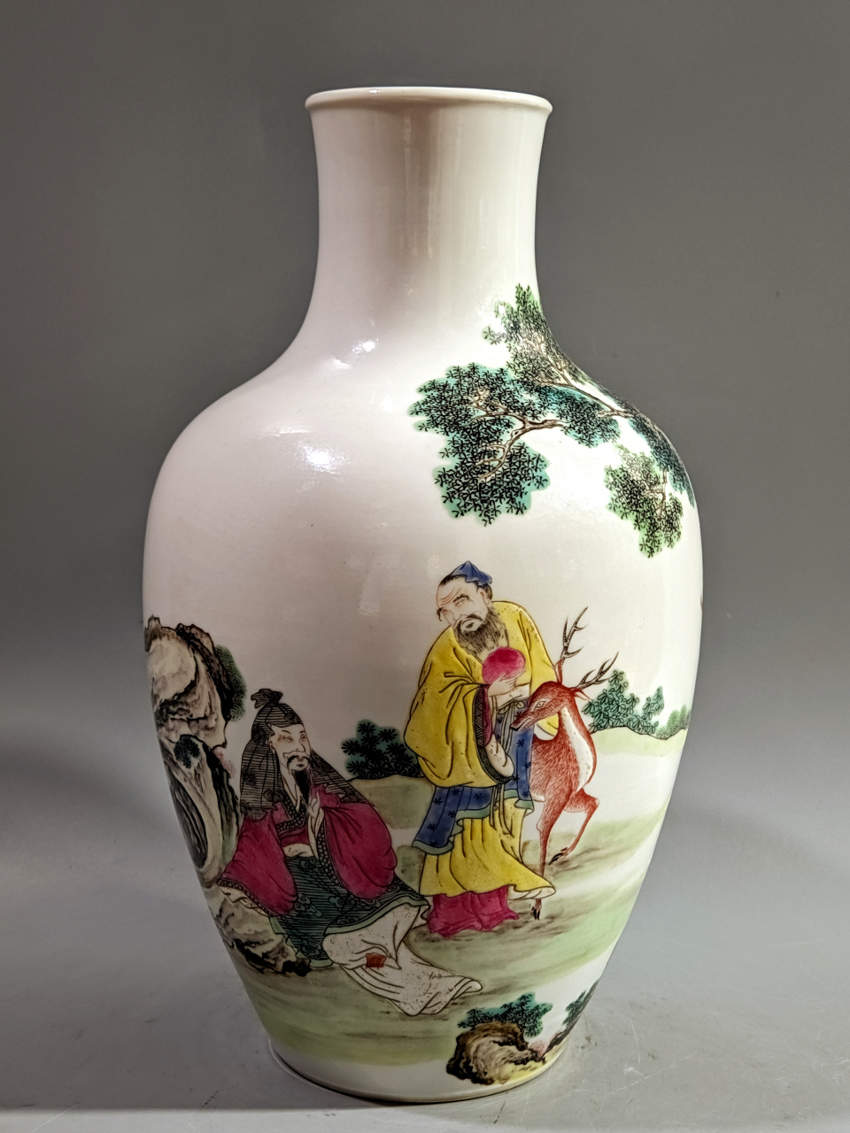 清,粉彩五老图瓶