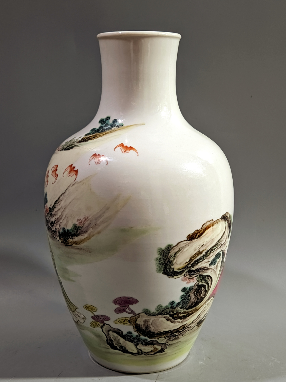 清,粉彩五老图瓶