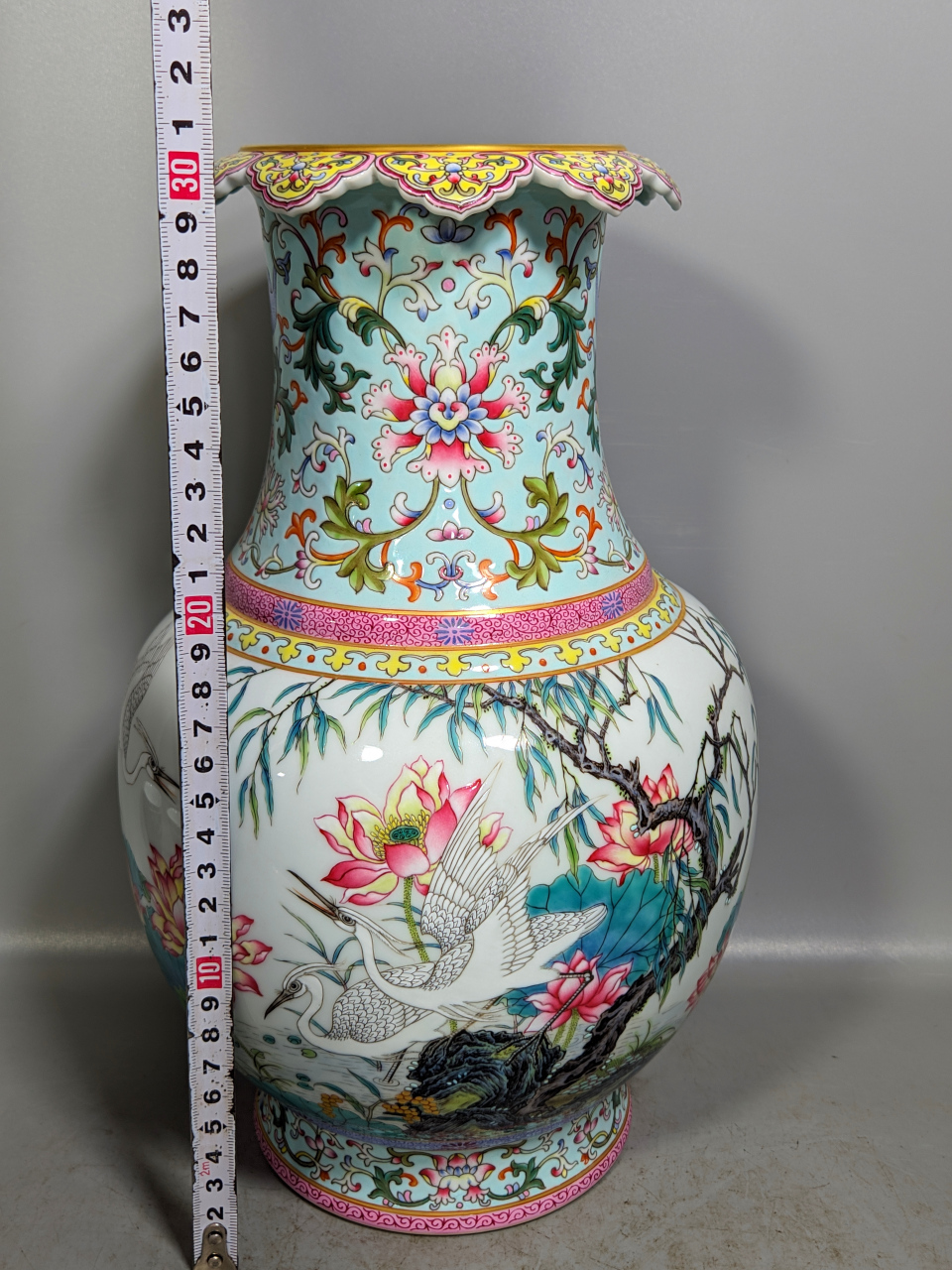 清,粉彩一鹭莲升花口尊#瓷器# #瓷器收藏# #古董艺术品# #瓷器鉴赏