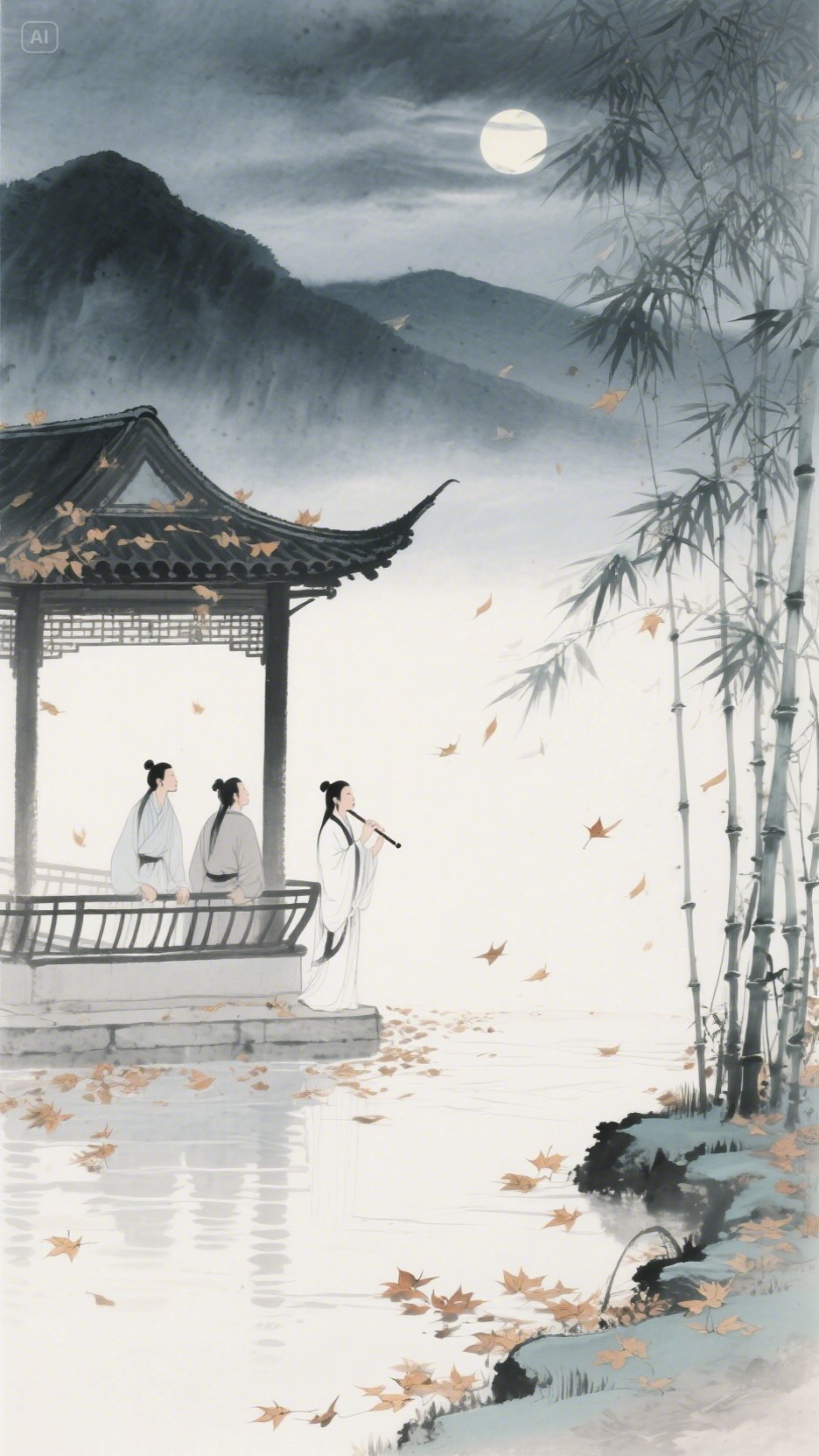 照片古亭闲坐图片大全秋色萧然的古风图片古诗落叶图片古道长亭落叶寒