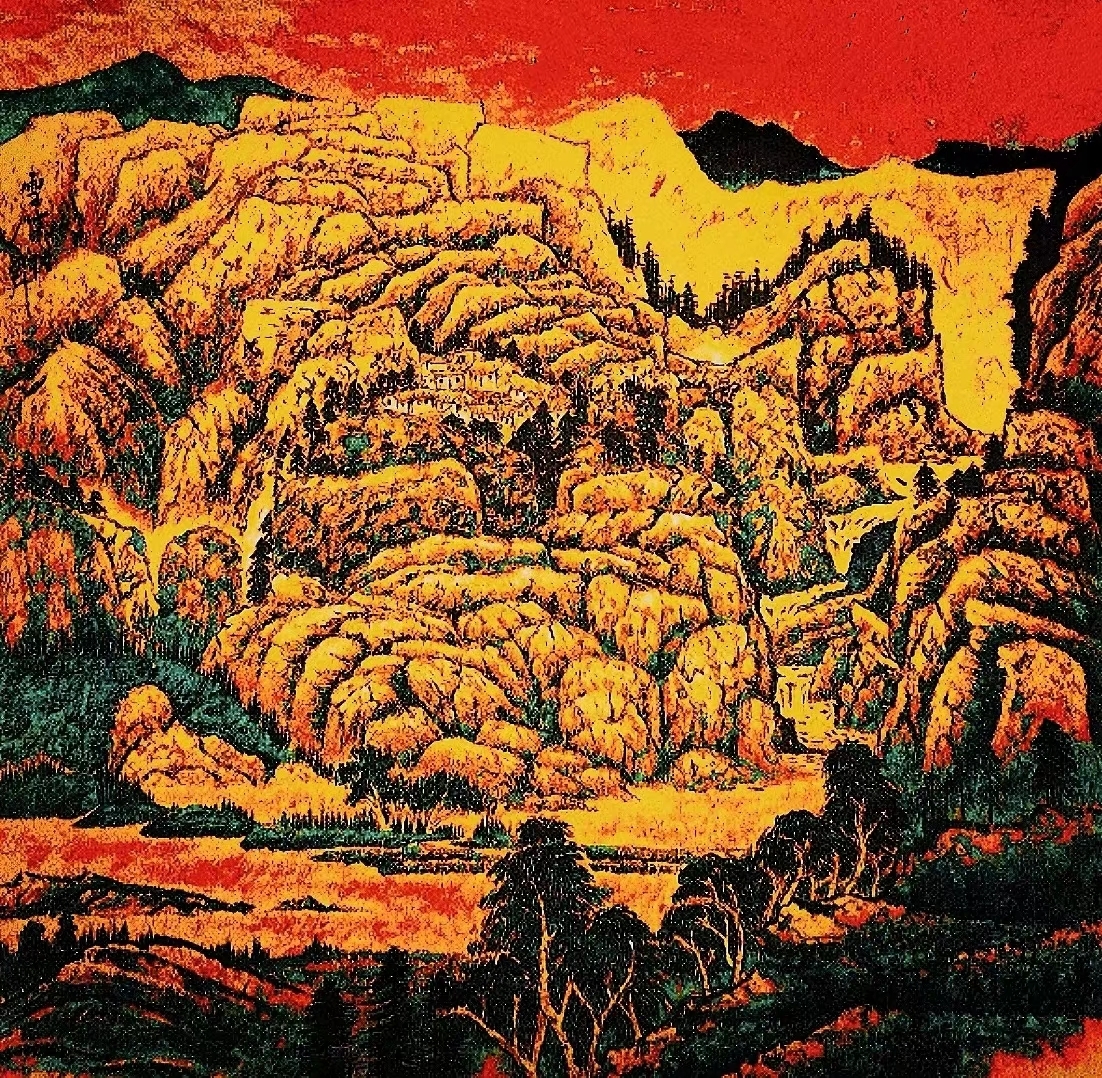 中国画家陶永升绘画艺术《村落山谷》68x68cm