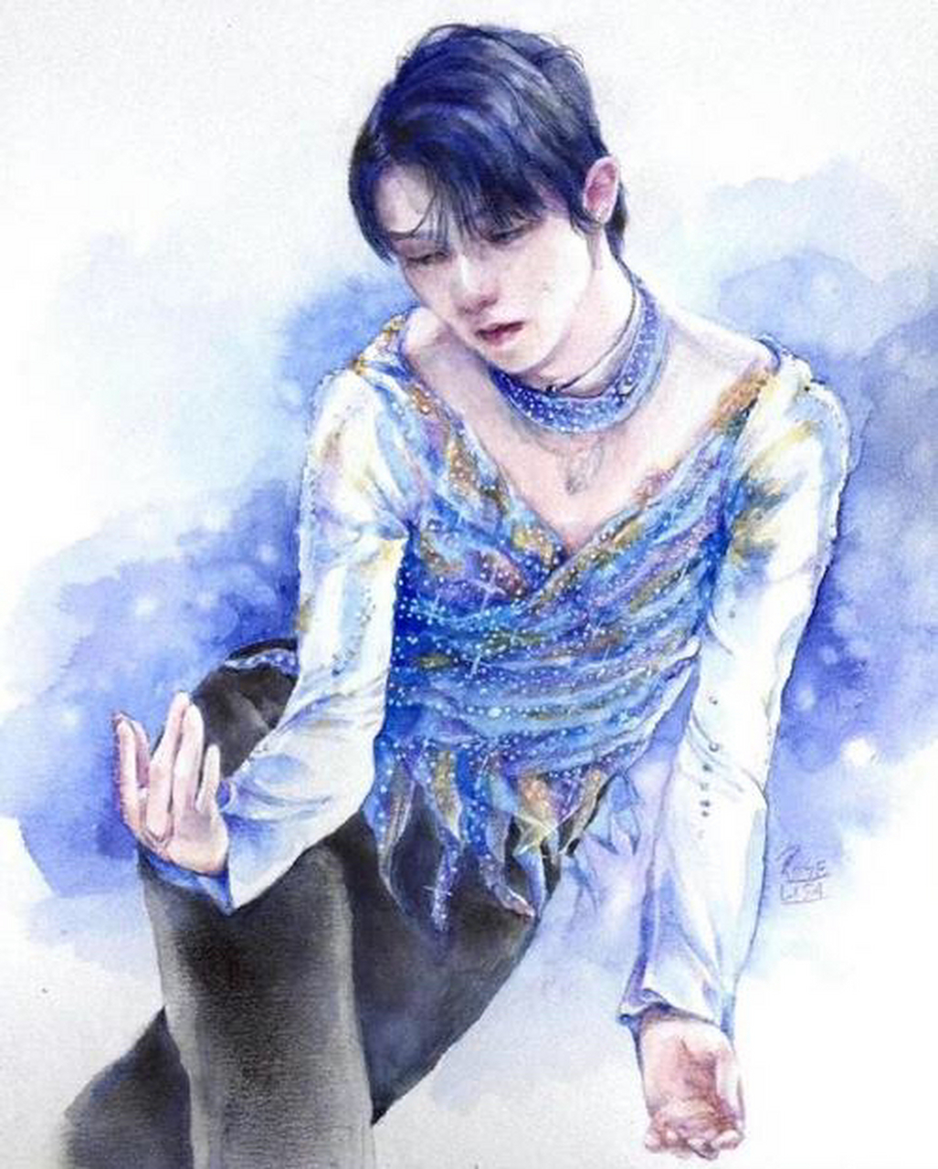 羽生结弦# 羽生水彩[小黄鸭]#花样滑冰#  作者见水印,画的好绝[酸]