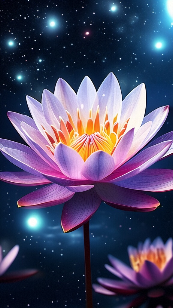 水面上的倒影与荷花相映成趣,仿佛整个宇宙都在这一朵荷花中绽放.