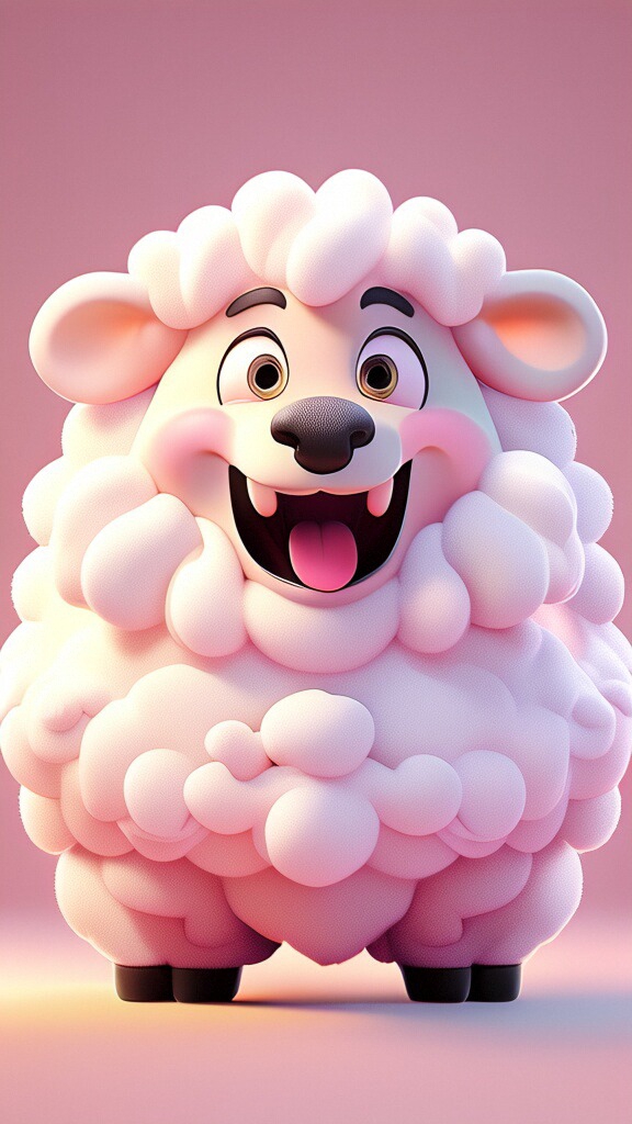 它有着圆滚滚的身体和四肢,全身被柔软的粉红色羊毛覆盖,触感一定超级