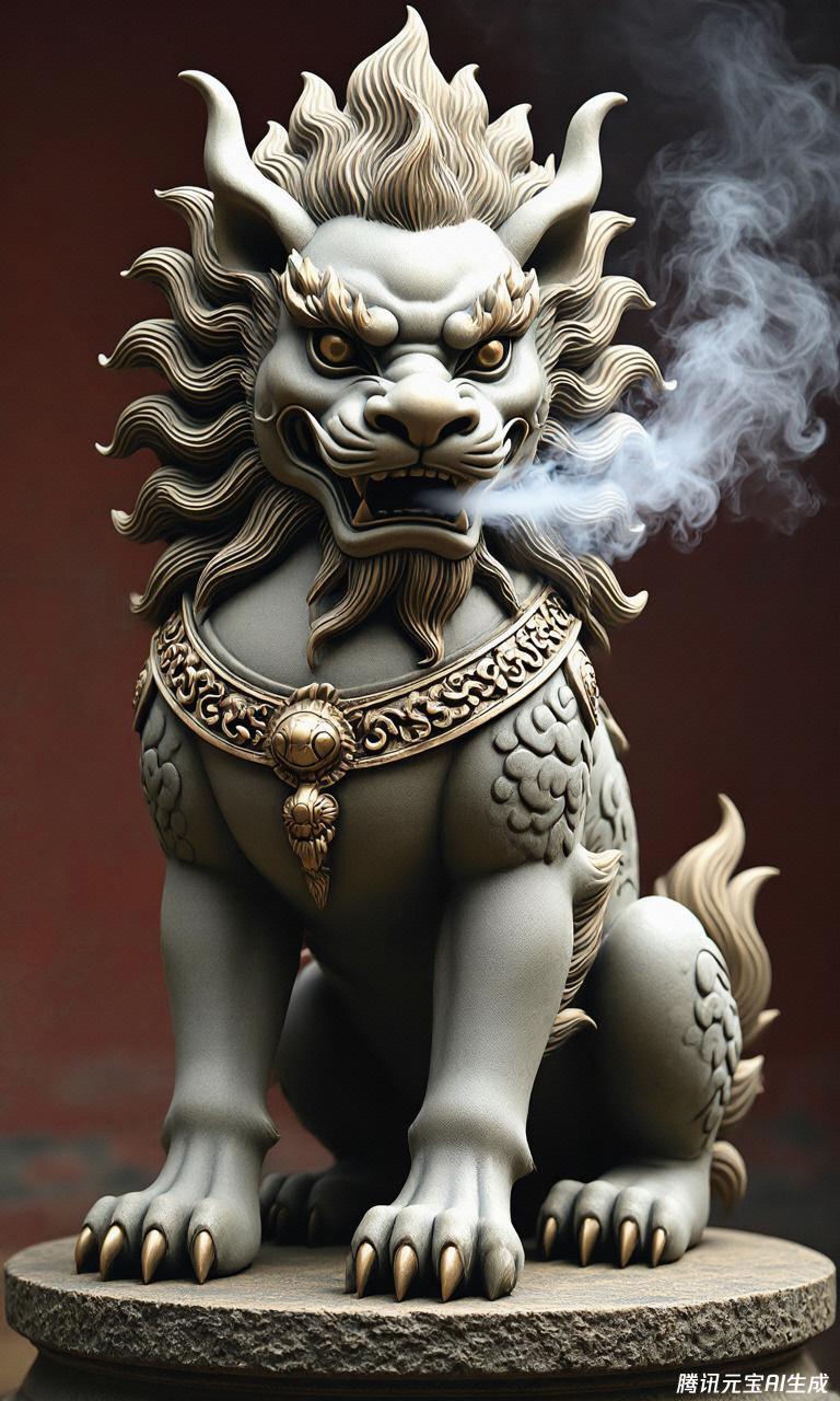 狻猊性情喜静,偏爱烟火气息,因此多被铸刻在香炉两侧或装饰于佛教莲座