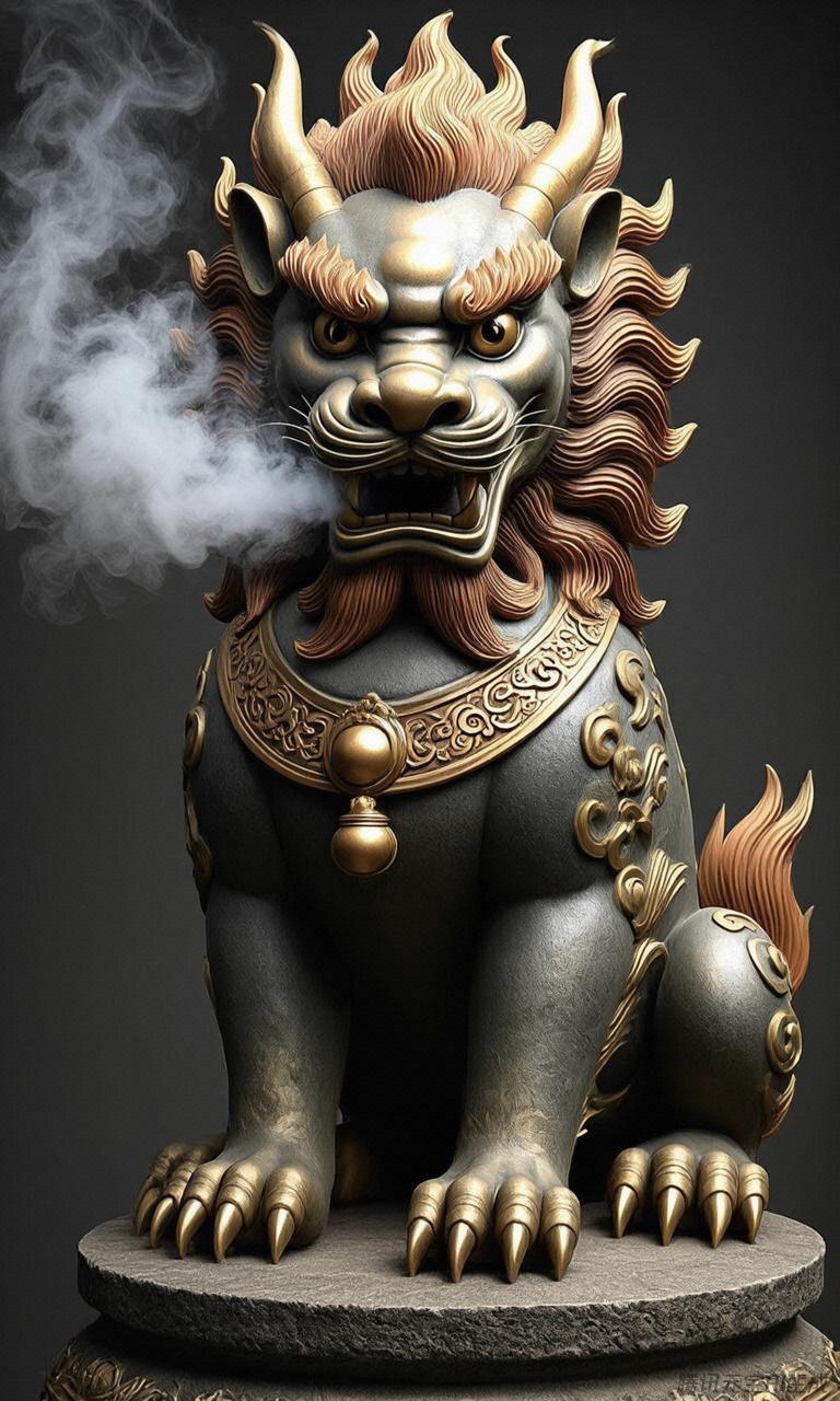 狻猊性情喜静,偏爱烟火气息,因此多被铸刻在香炉两侧或装饰于佛教莲座