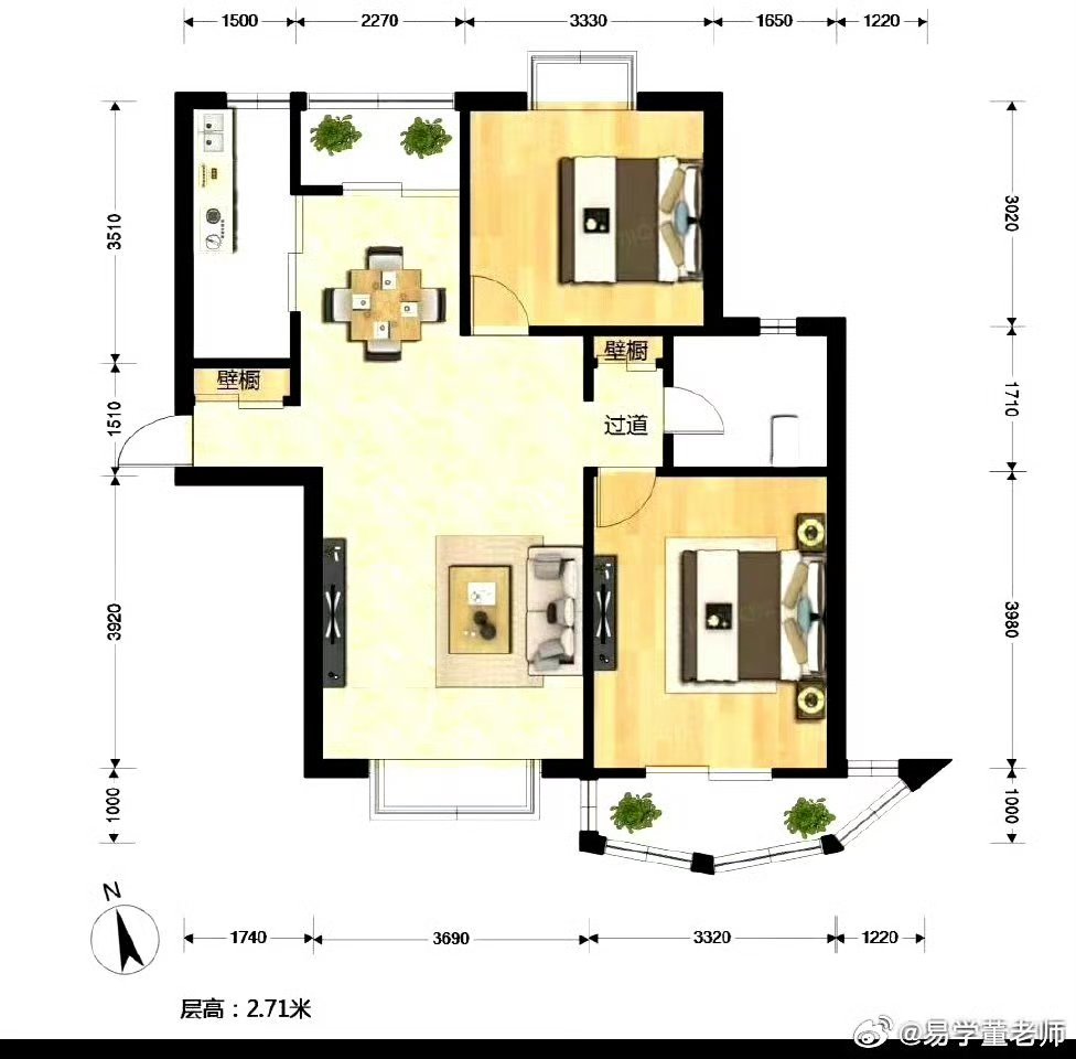 最凶的户型: ①西北厨房,火烧天门,克男主人 ②西南缺角,女主人在家没