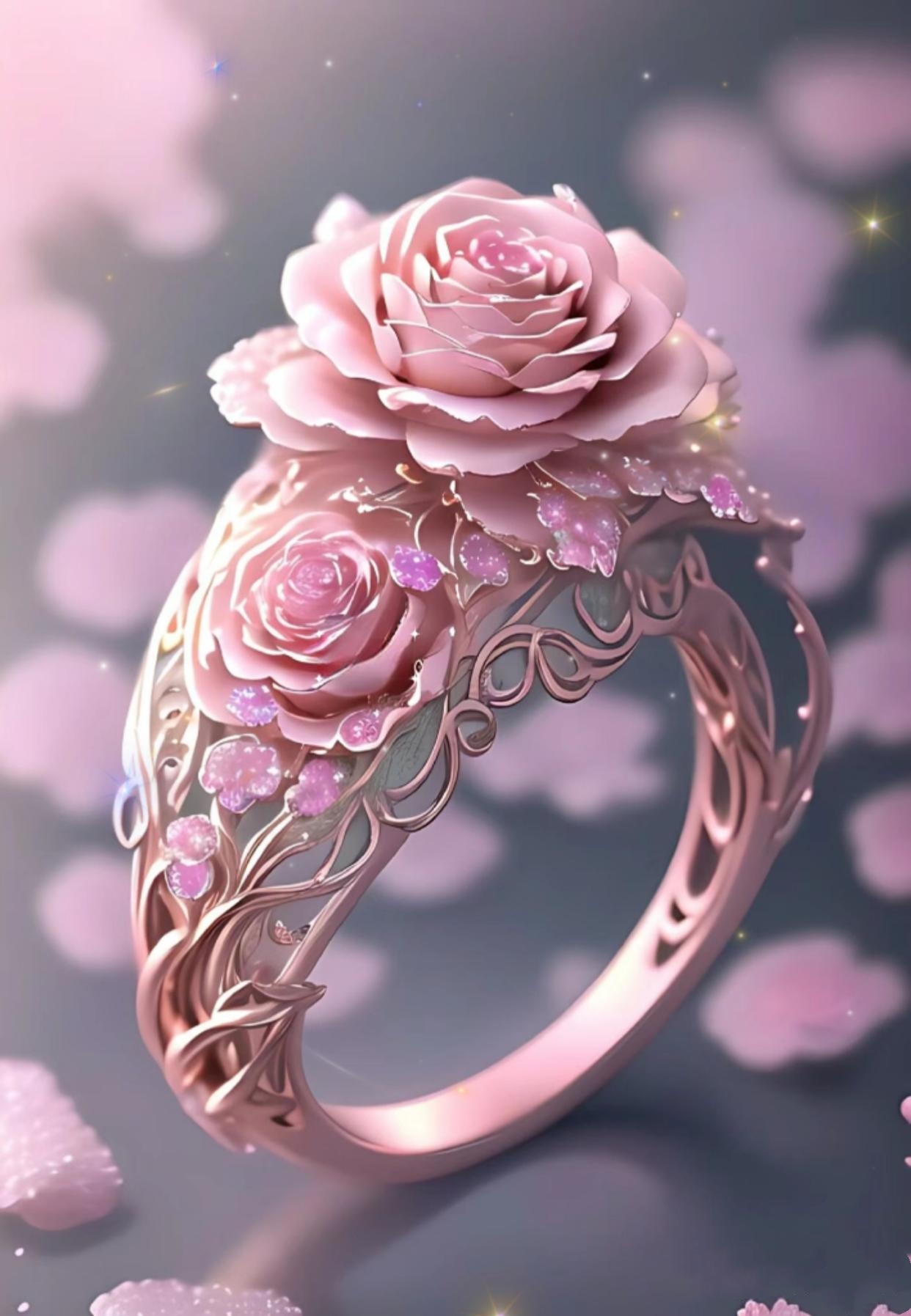 玫瑰花戒,如同爱情的誓言,见证了两个人的一生一世,携手共度风雨,共度