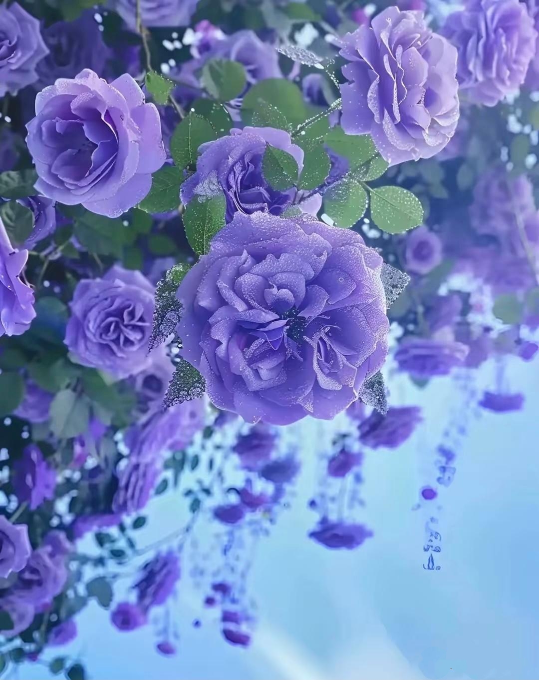 紫色的月季蔷薇在颜色上给人一种神秘而优雅的感觉,它们的花朵通常