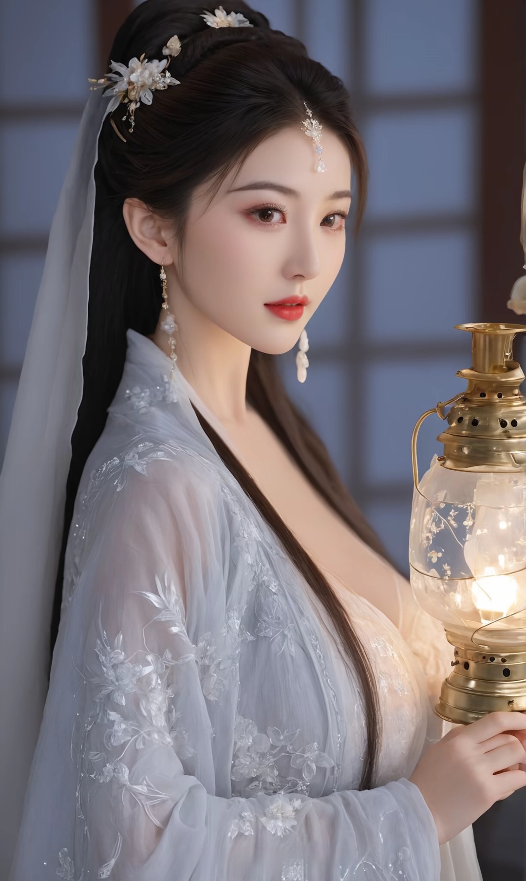 月下美人,灯前佳人,汉服之美,惊艳时光