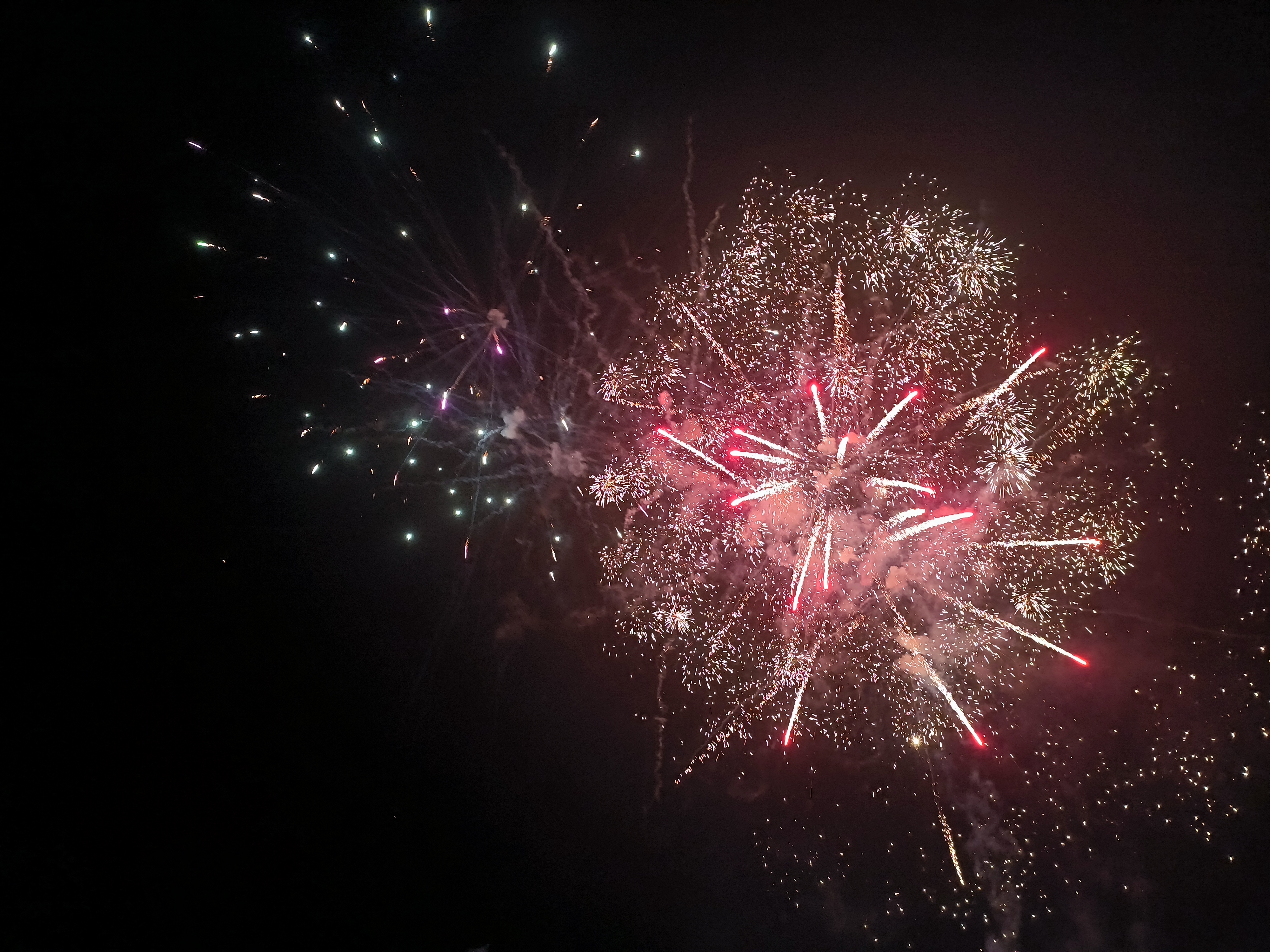 无数的烟花图案交织成一幅巨大的花朵,五彩斑斓,如梦如幻,象征着春天