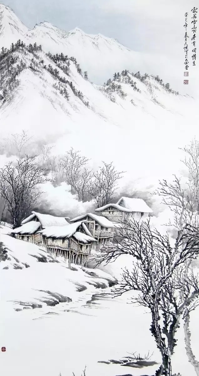 《一组雪景国画,带你走进银装素裹的世界》