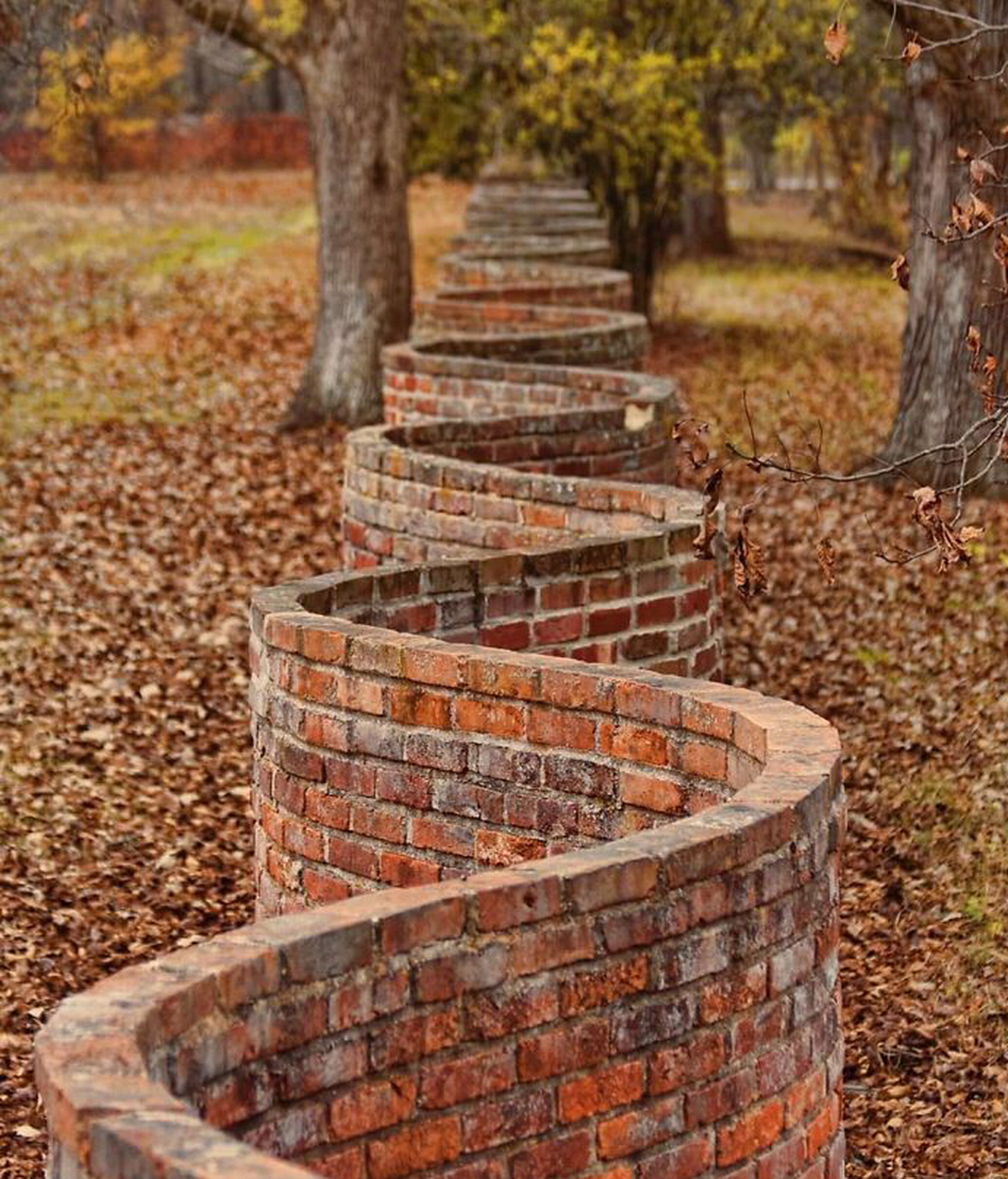 在英国,你有时会看到这种叫"crinkle crankle"的波形砖墙,这种形状的