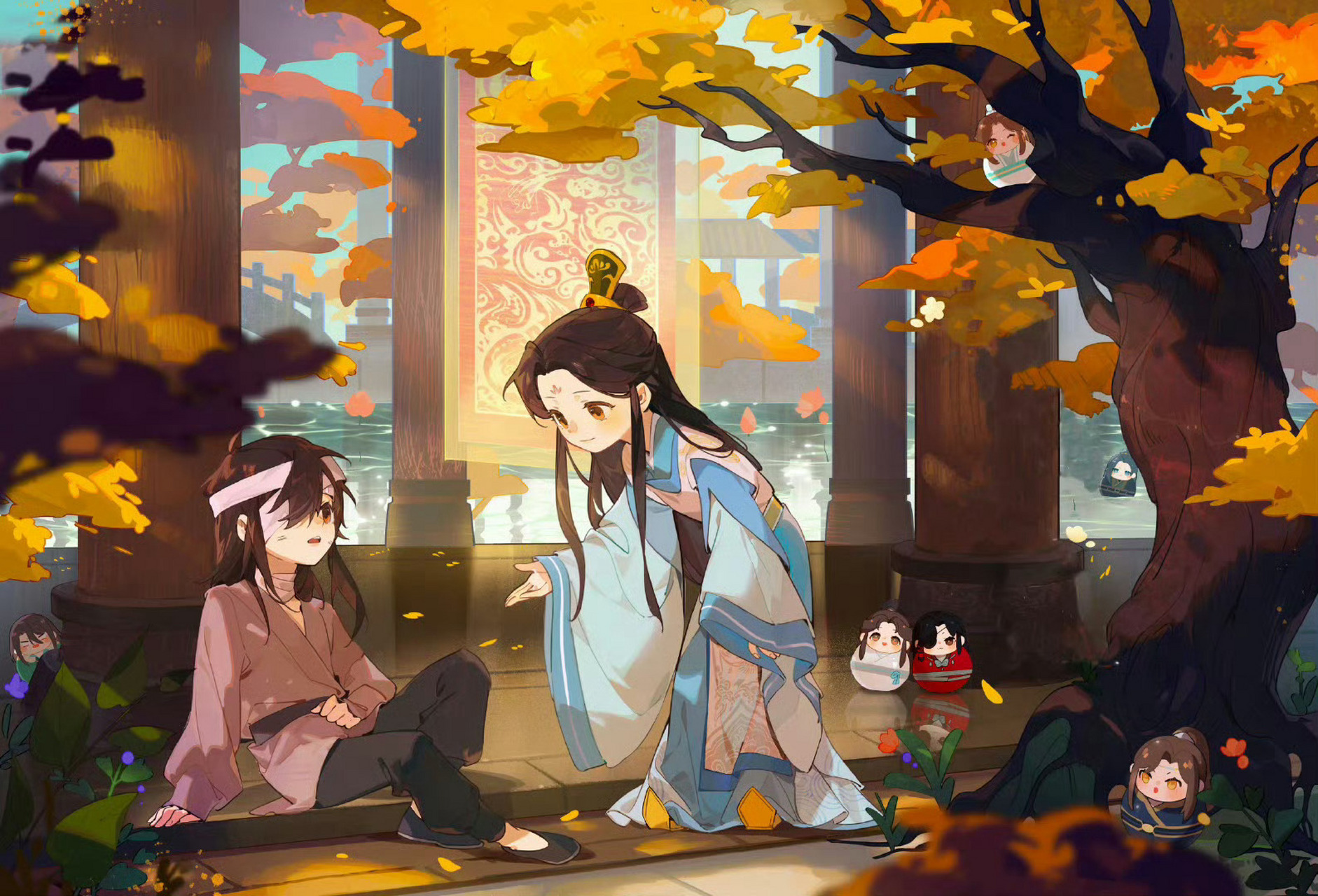 天官q版壁纸九宫格|水印已关#天官赐福# #花怜