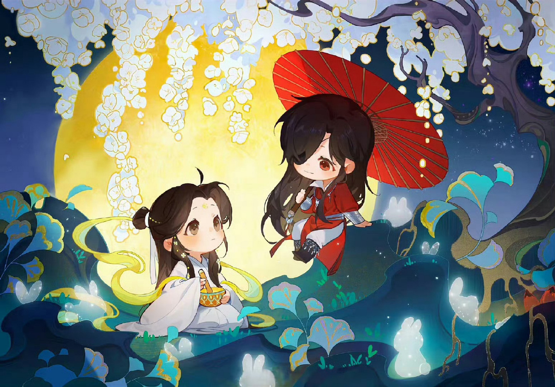 天官q版壁纸九宫格|水印已关#天官赐福# #花怜