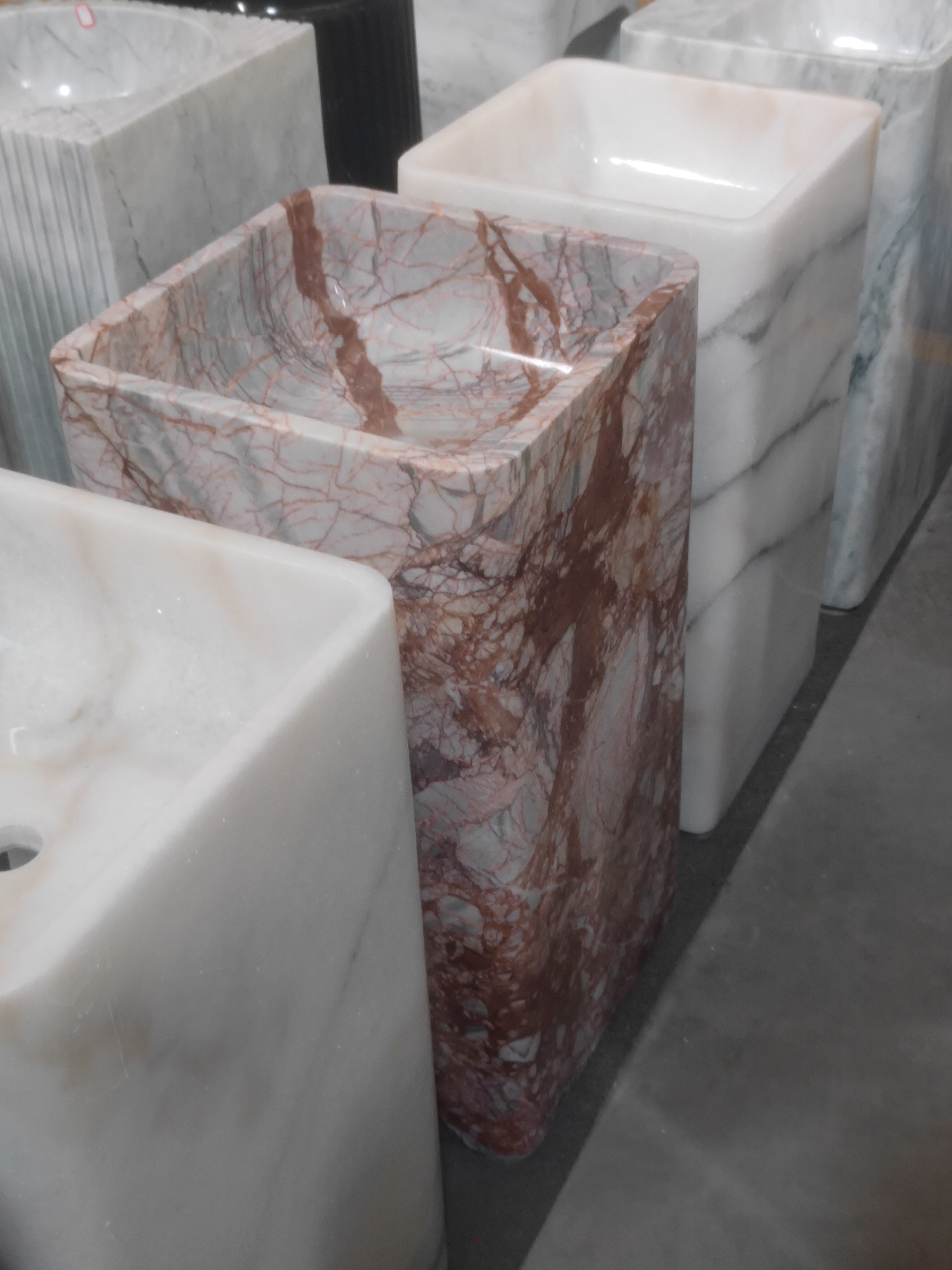 天然大理石一体洗手盆通体石头盆