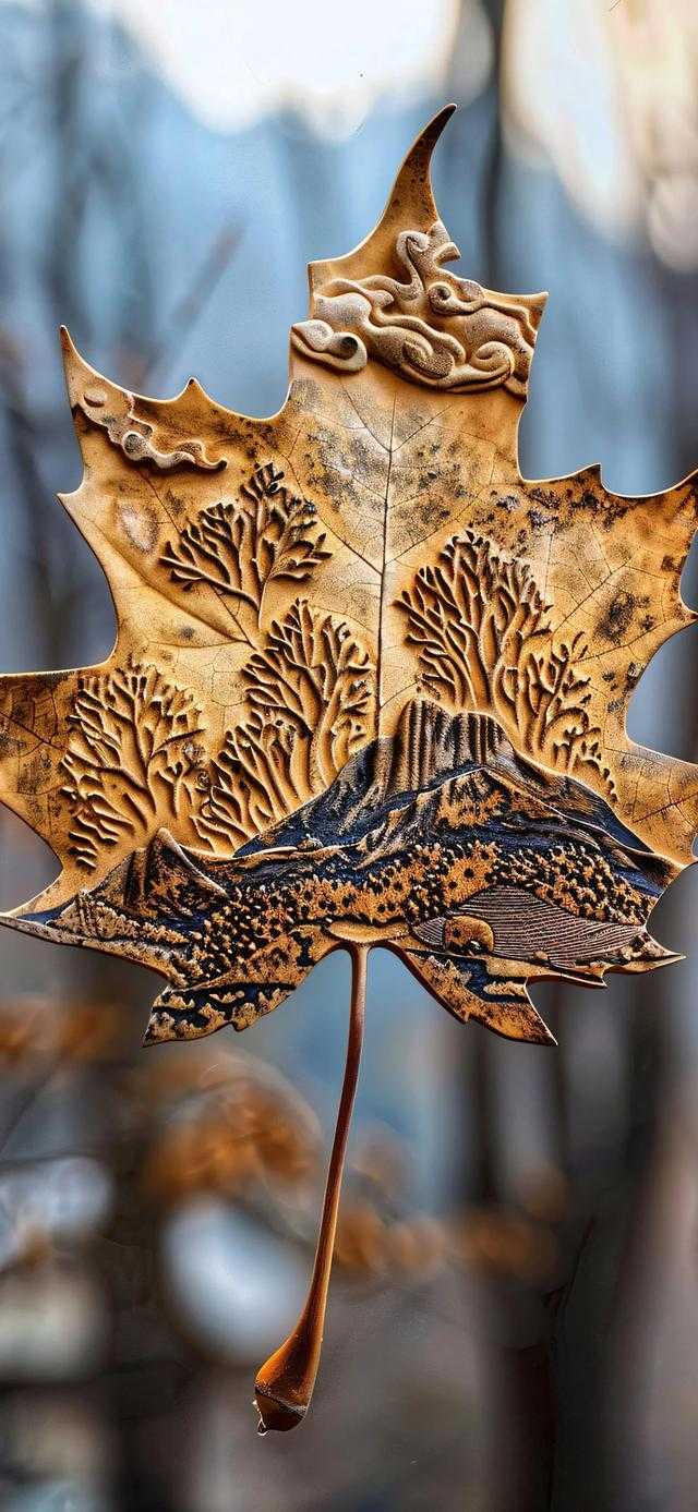枫叶微型雕刻壁纸 ‖手机壁