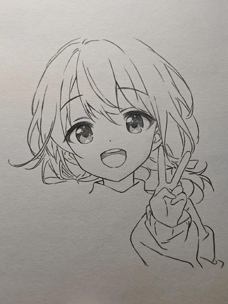 这幅画真可爱,她比耶的样子太讨人喜欢了!