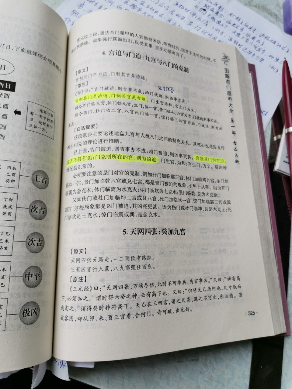 各位看官,大家都來看看,這是唐頤寫的奇門遁甲書,在第325頁中,我用