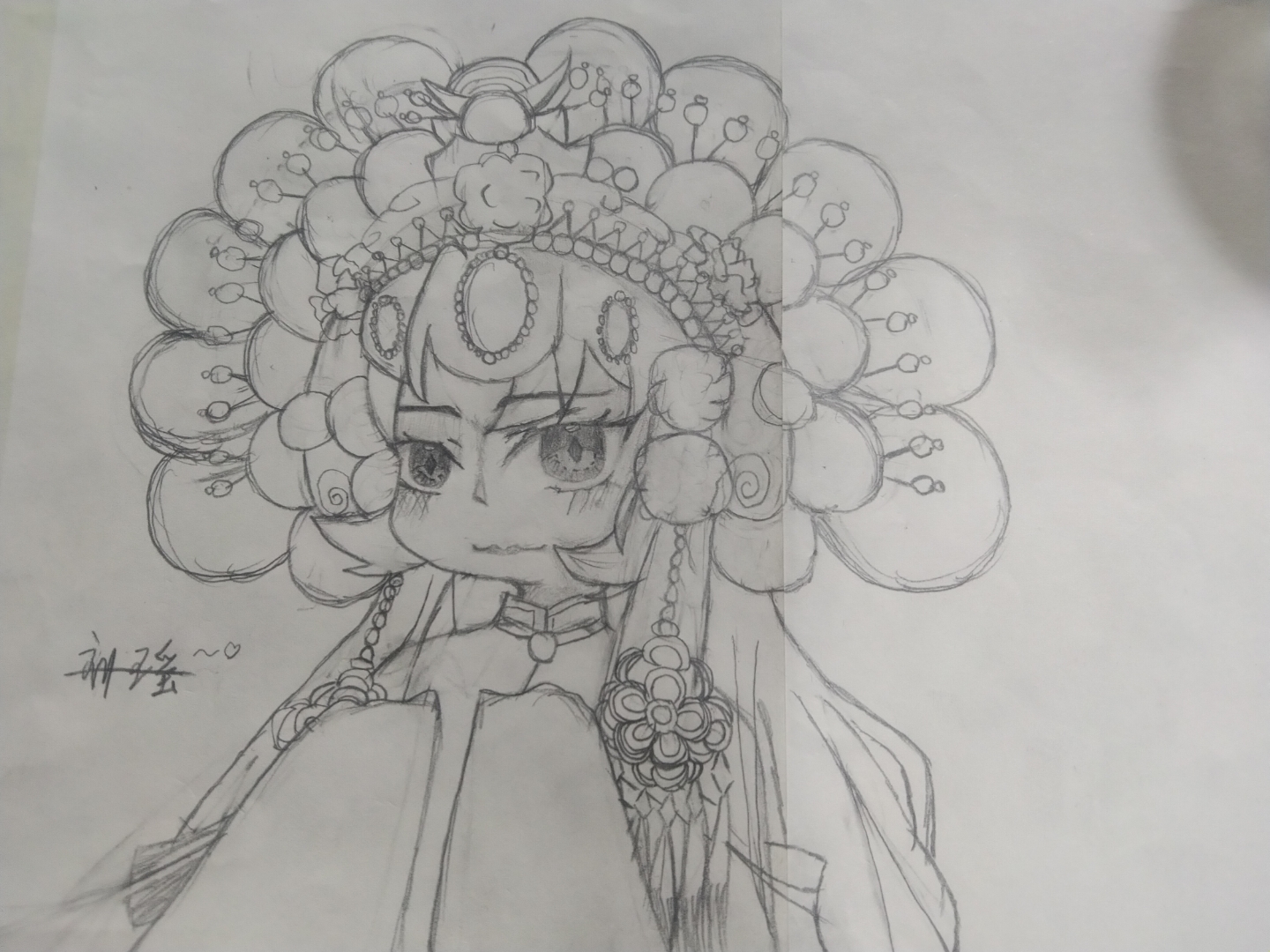 画了个穿行头的商细蕊,有人追鬓边不是海棠红吗?