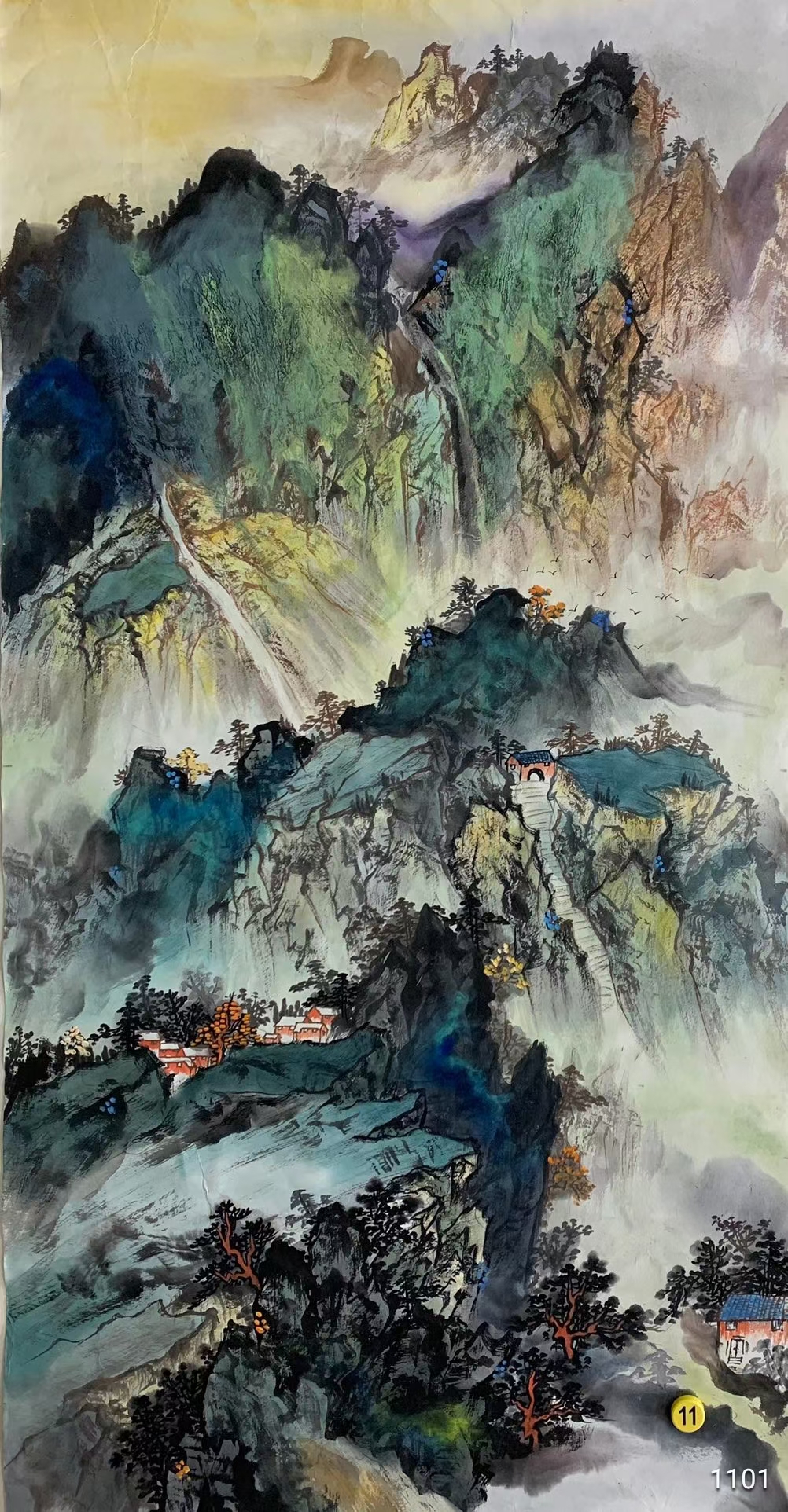 《泼彩山水画》六尺!手绘!