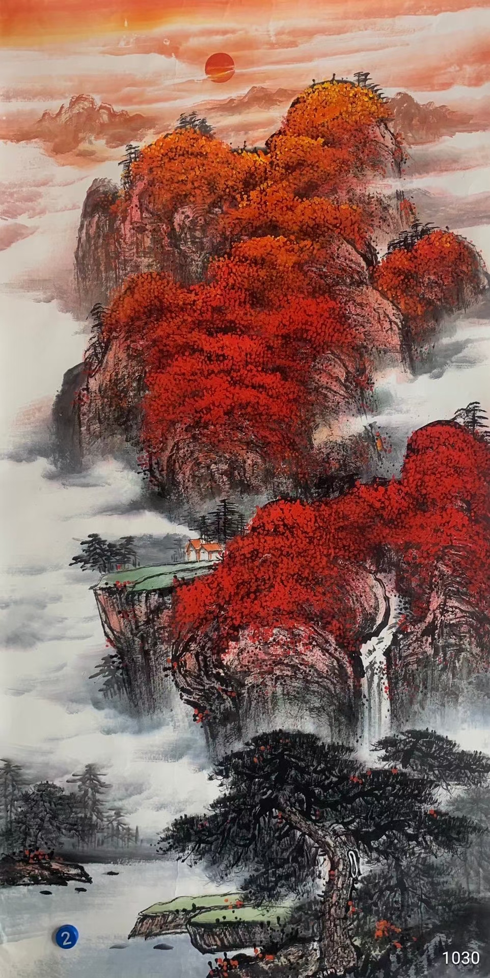 《满山红叶似彩霞》国画!手绘!六尺!