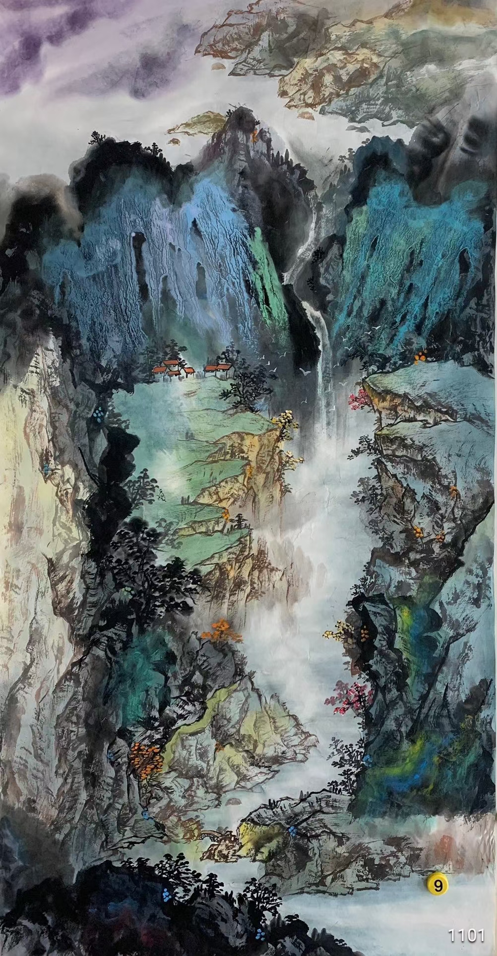 《泼彩山水画》六尺!手绘!