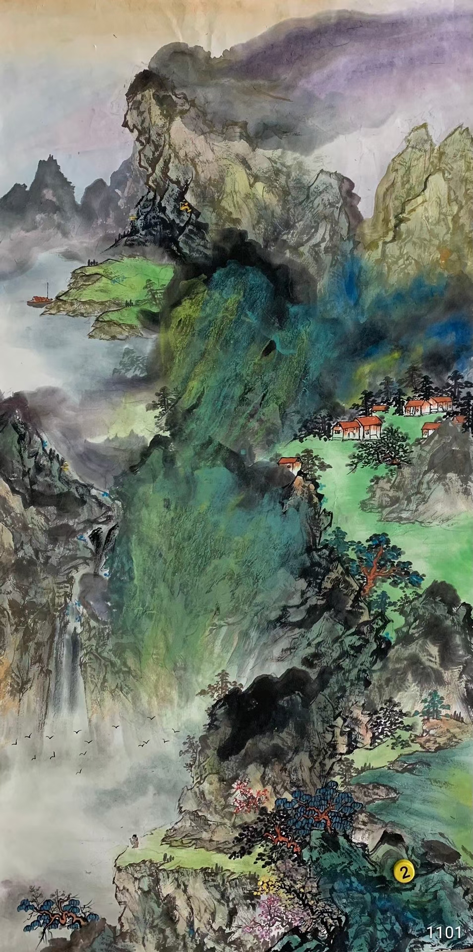 《泼彩山水画》六尺!手绘!