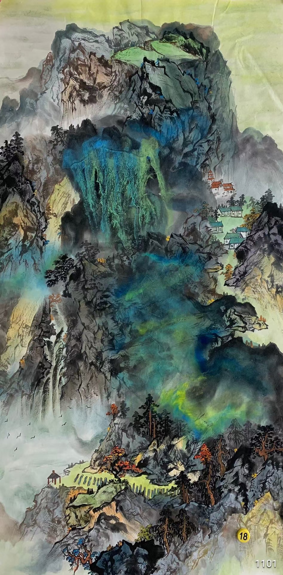 《泼彩山水画》六尺!手绘!