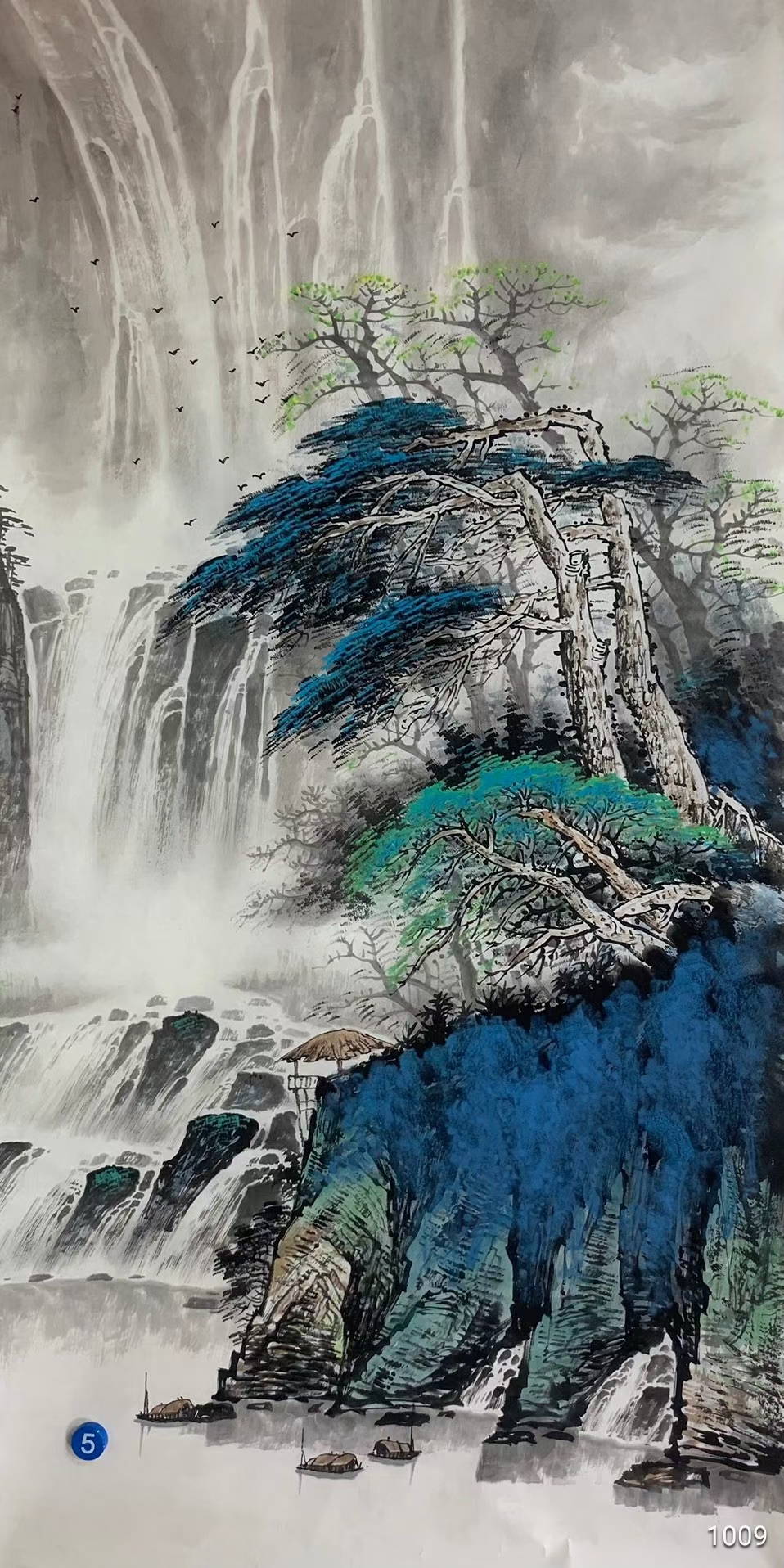 淡彩山水画!四尺!手绘!客厅玄关挂画!