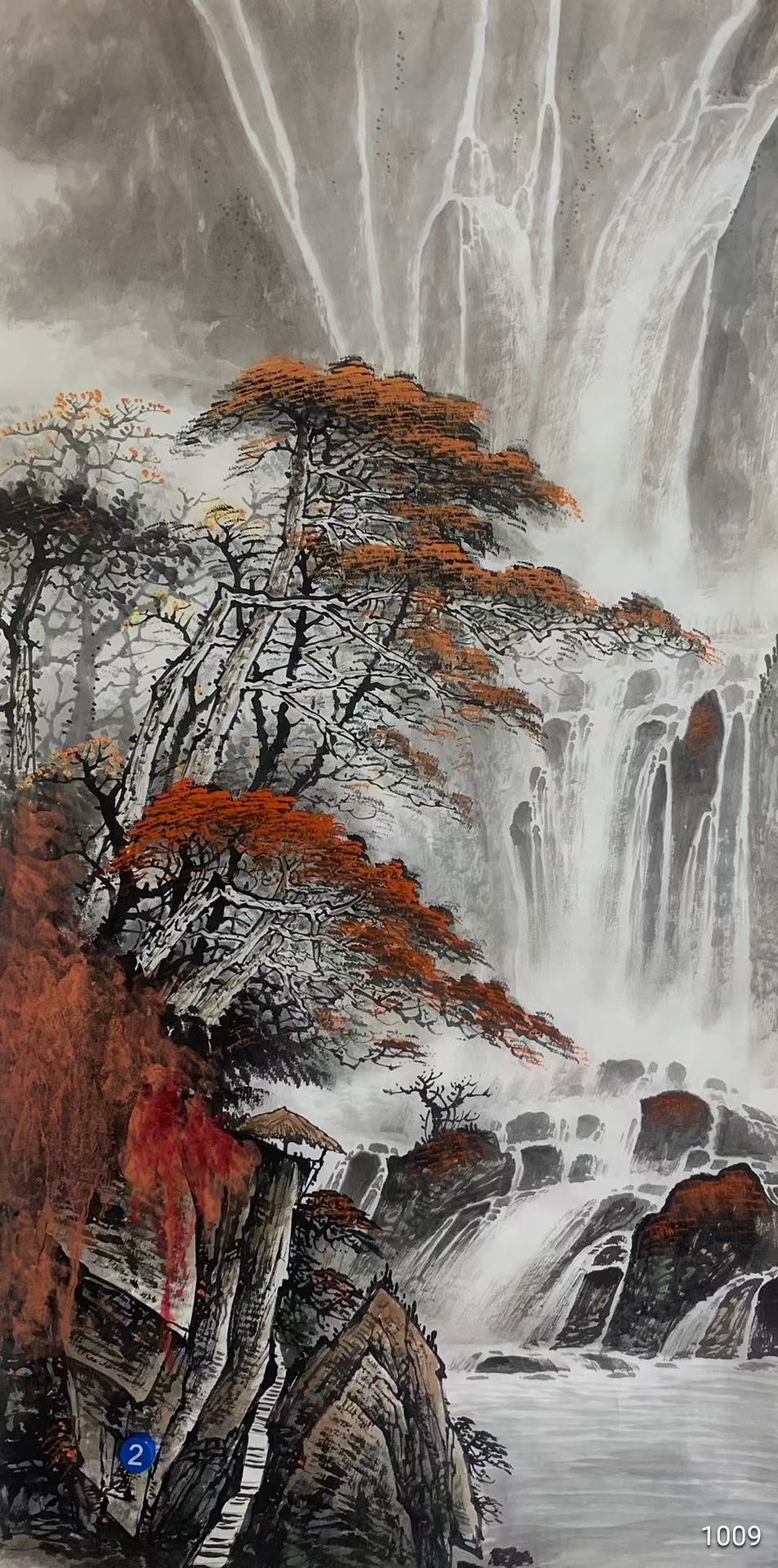 淡彩山水画!四尺!手绘!客厅玄关挂画!