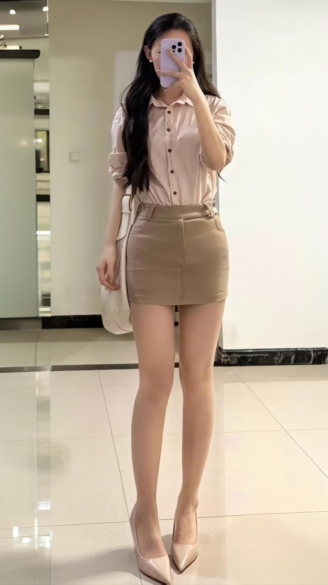 美女美腿短裙丝袜高跟美腿约影国际个人直美腿短裙这身穿搭尽显优雅