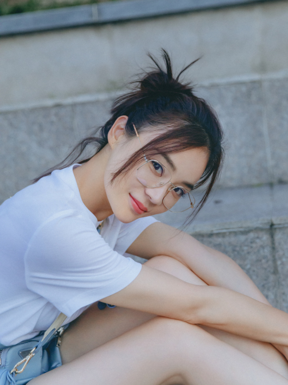 戴眼镜的袁姗姗不一样的气质很漂亮