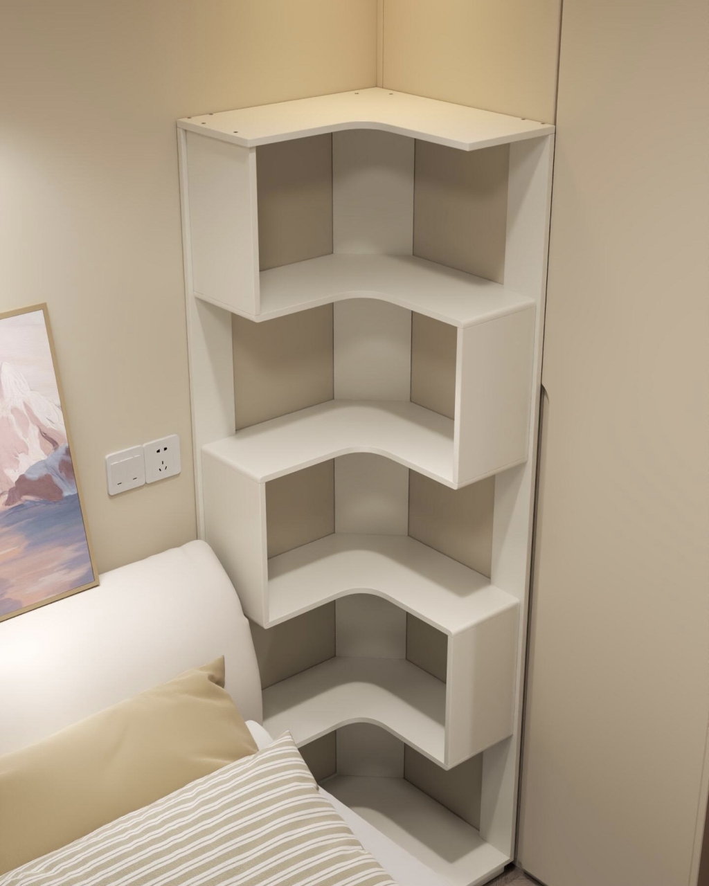 书架代替床头柜,储物功能有了,文化气息也有了!