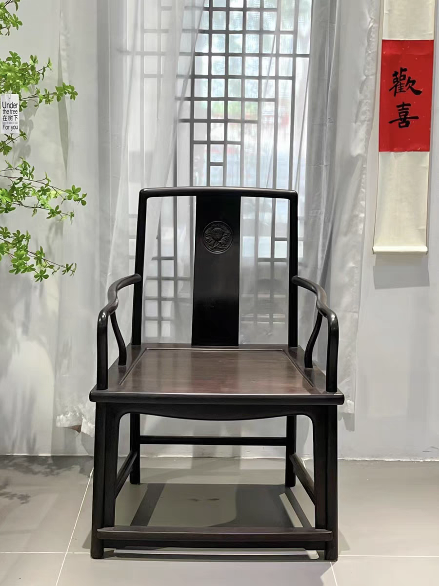 紫光檀复刻扇形南官帽椅王世襄同款大扇南#红木家具 #紫光檀#大扇南