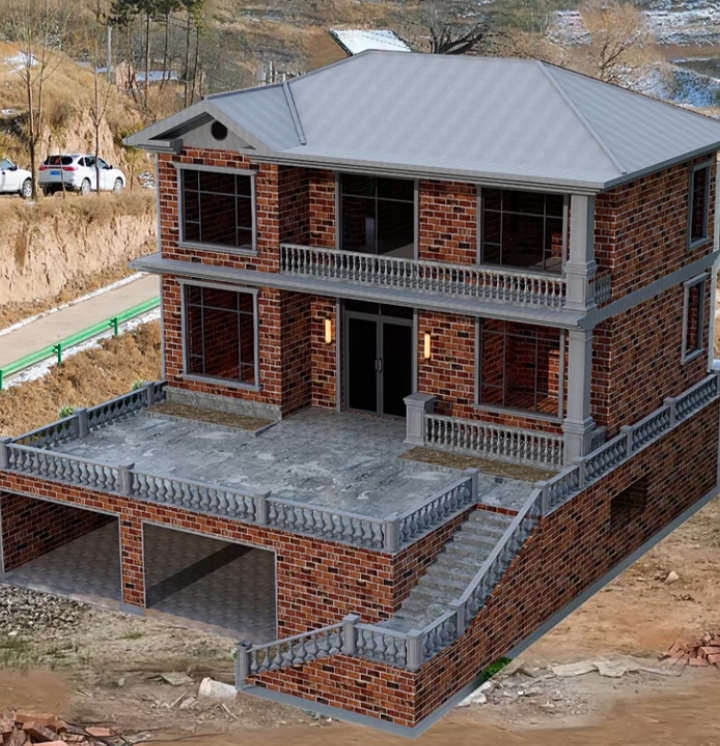 在青山绿水间,矗立着一座宁静的农村小别墅,白墙黛瓦,仿佛是世外桃源