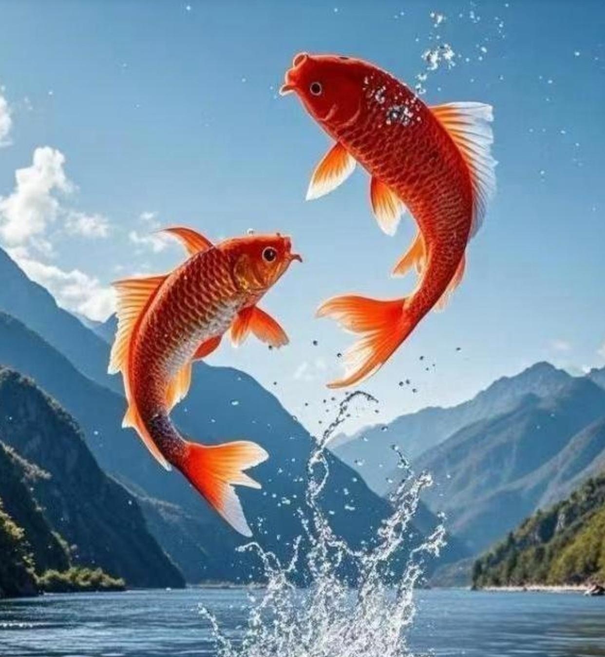 鱼微信头像图片一生好运的微信头像鱼两条鱼微信头像鱼跳出水面的图片