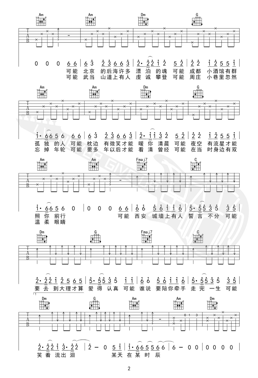 《可能》吉他谱
