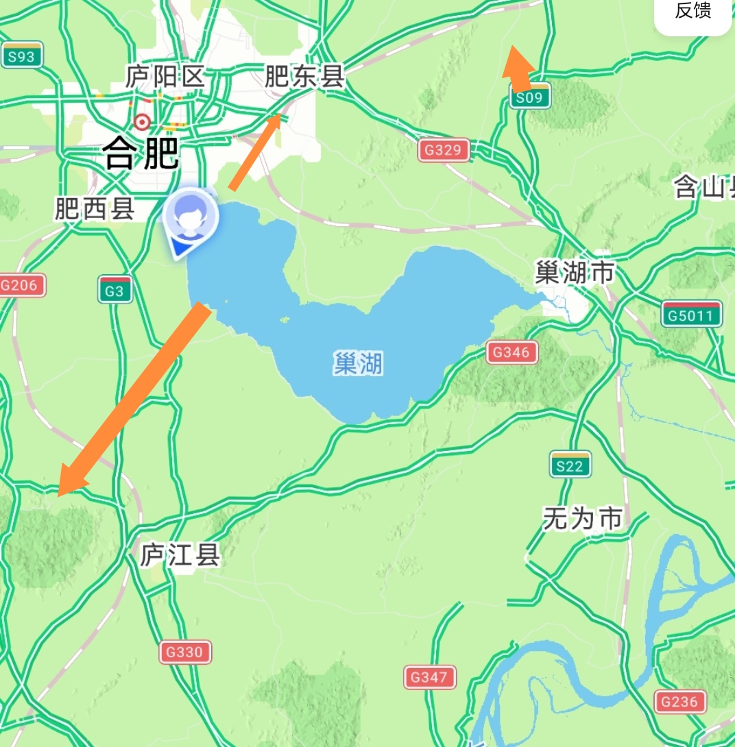 巢湖像一只巨兽回头时刻注视着肥东的一举一动,姥山岛就像脖子上的