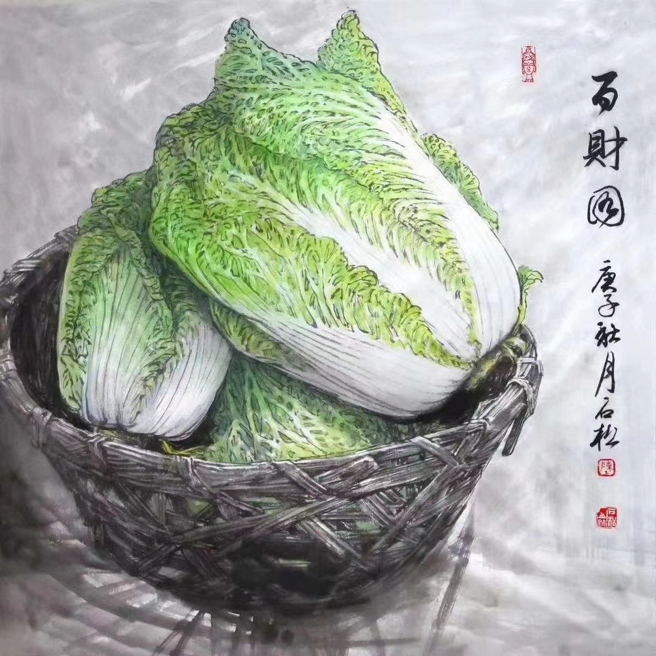 陈石松老师作品 百财图69×69cm