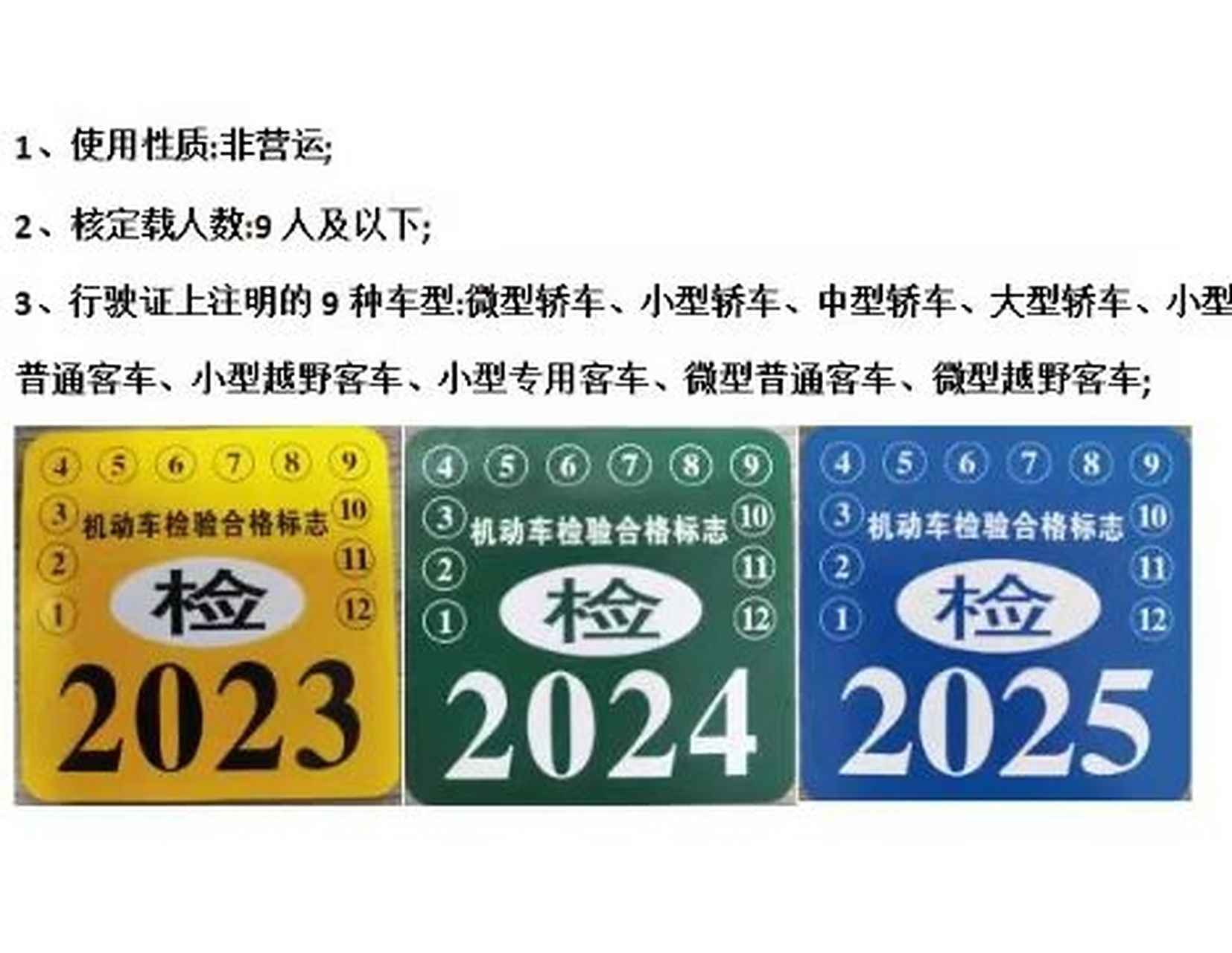 全国小型汽车第二年第四年第八年年检免上线领标志