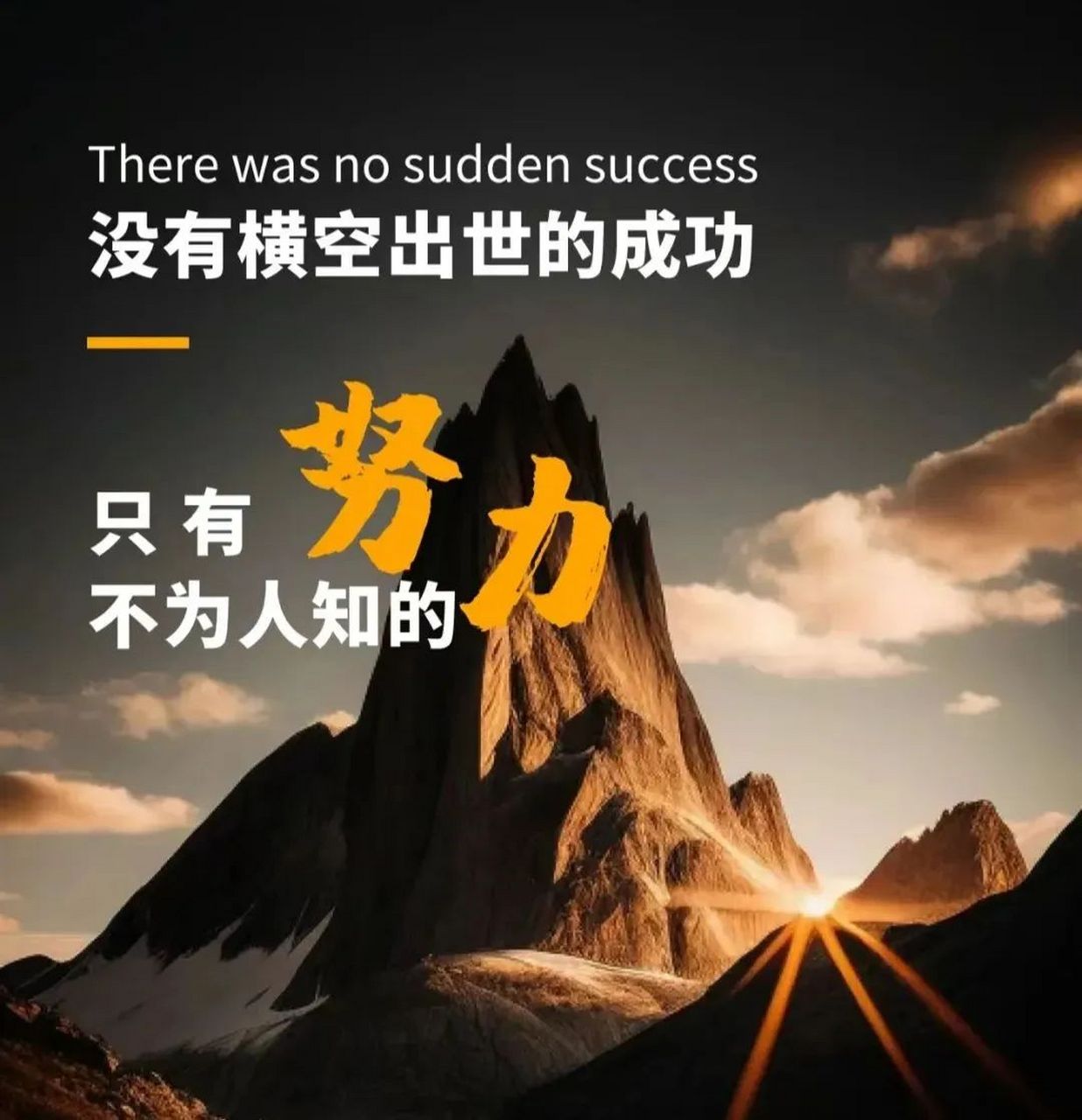 没有横空出世的成功,  只有不为人知的努力.