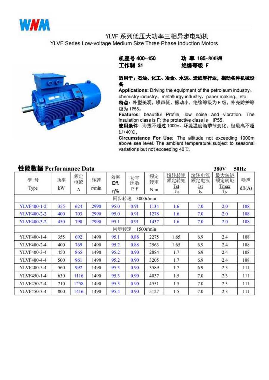wnm皖南电机ylvf系列低压大功率三相异步电动机