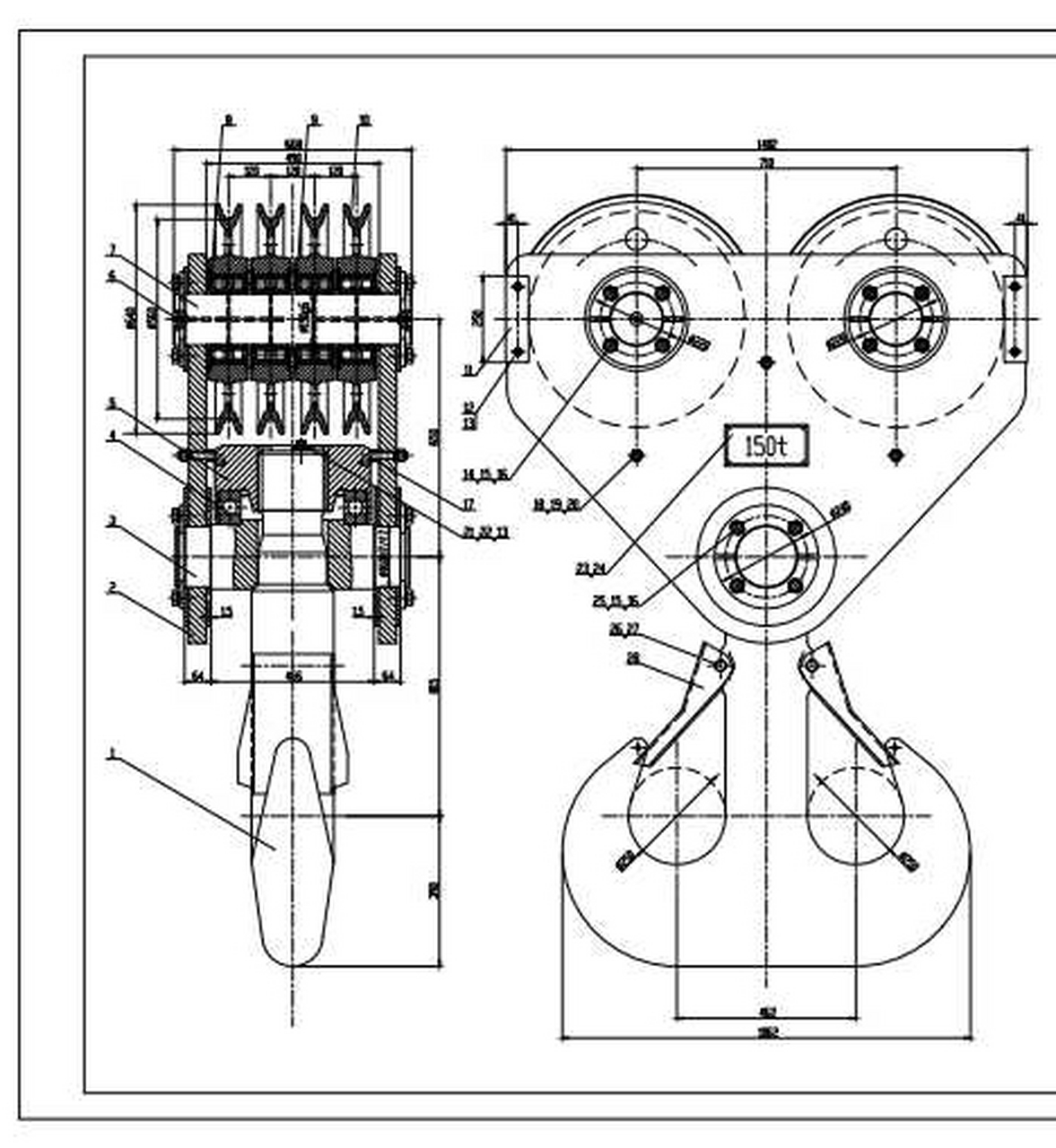 150t行车吊钩组,h型单极滑触线	500a,一根6米长	根	6	叶轮给煤机维护