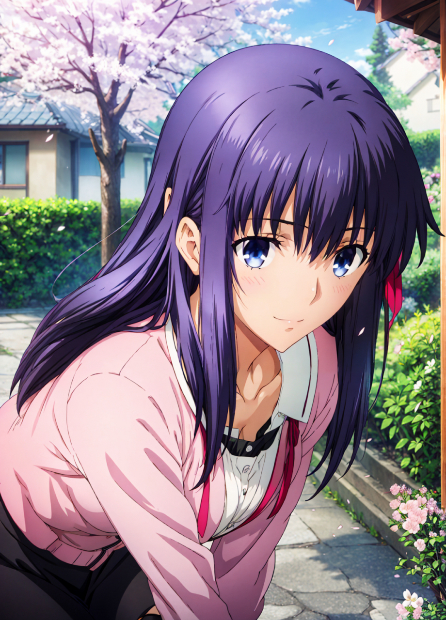 樱花树下,少女轻倚石阶,紫眸如星辰,笑颜如花绽.